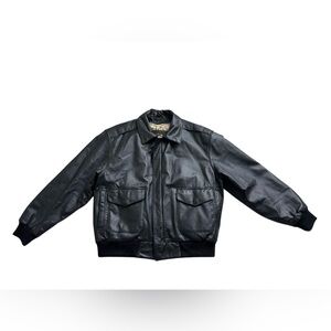 Guide Gear Leather Bomber Jacket mens L Map Lining Thinsulate Insulated Black